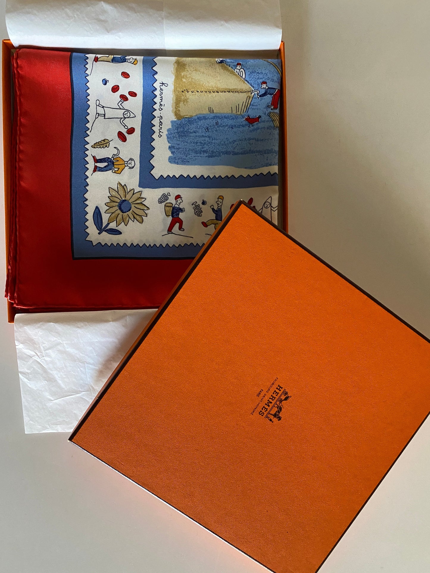 Vintage Hermes Retour a la Terre silk scarf