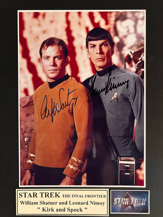 Star Trek cast signed photo autographed by William Shatner and Leonard Nimoy. 8x10 inches