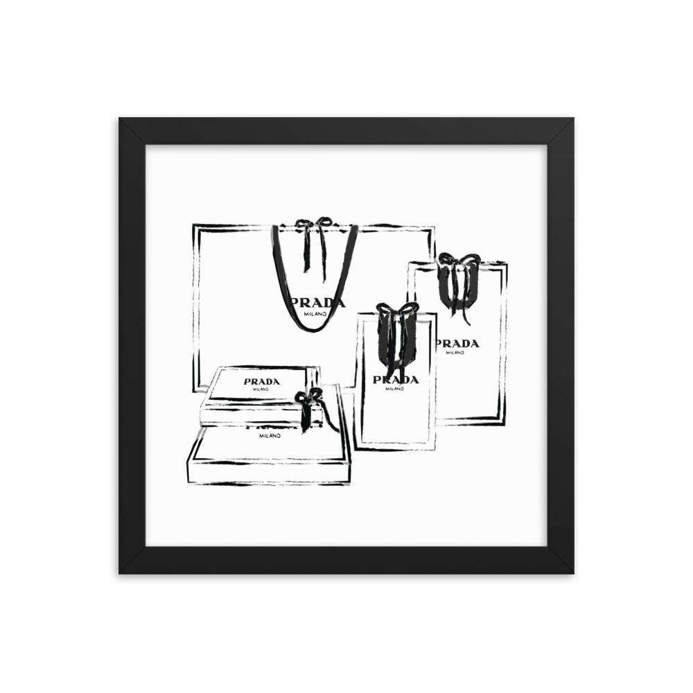 Shopping Spree original fashion art Framed Poster Print 12x12