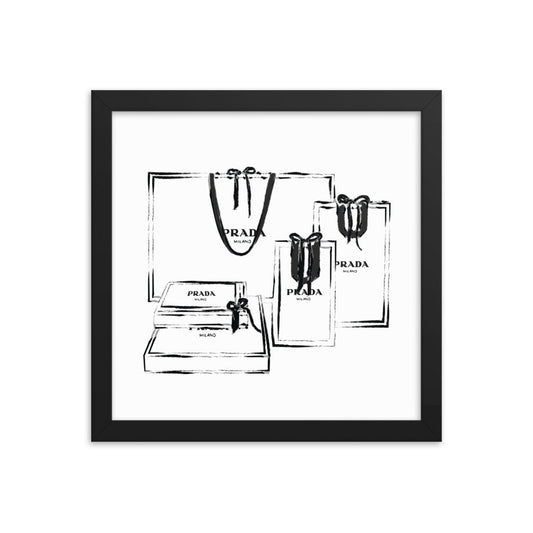 Shopping Spree original fashion art Framed Poster Print 12x12