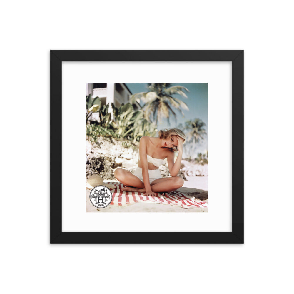 Summertime original fashion art Framed Poster Print 12x12